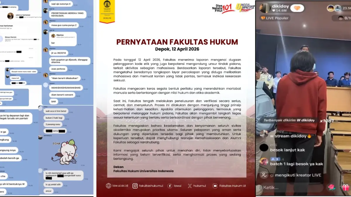 Kronologi Lengkap Kasus Pelecehan Seksual Mahasiswa FH UI di Grup Chat yang Viral April 2026