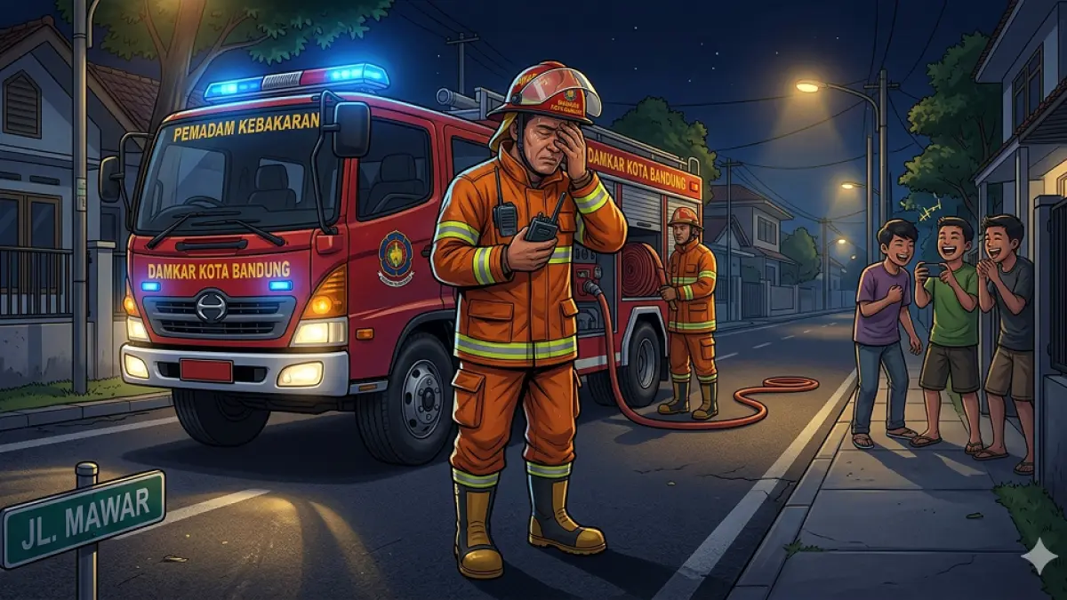 Ilustrasi damkar kena prank.&nbsp;
