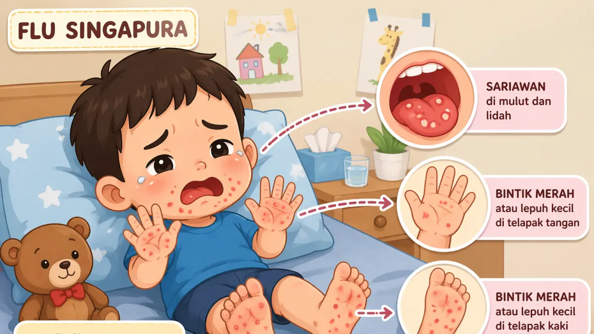 Flu singapura mudah menular terutama pada anak-anak. (foto AI)