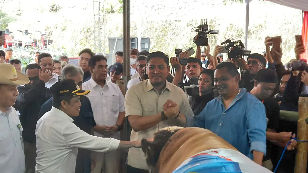 Kontes sapi yang diadakan APPSI di Wonoland Mojotengah Wonosobo berlangsung semarak. Dihadiri Wamentan Sudaryono, Ketua MPR Ahmad Muzani, Gubernur Ahmad Luthfi dan Bupati Wonosobo Afif Nurhidayat. (Sigit Rahmanto/Jawa Pos Radar Magelang).