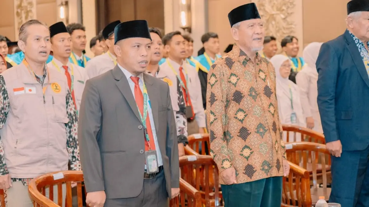 Kepala SMK Mutual Kota Magelang Wasi’un saat Khutbah Wada’ Angkatan 2026 di Hall Borobudur Puri Asri Magelang, Kamis (7/5/2026).