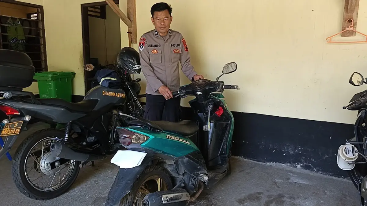 Motor Yamaha Mio milik pelaku diamankan Polsek Tegalrejo. (ROFIK SYARIF/ JAWA POS RADAR MAGELANG)