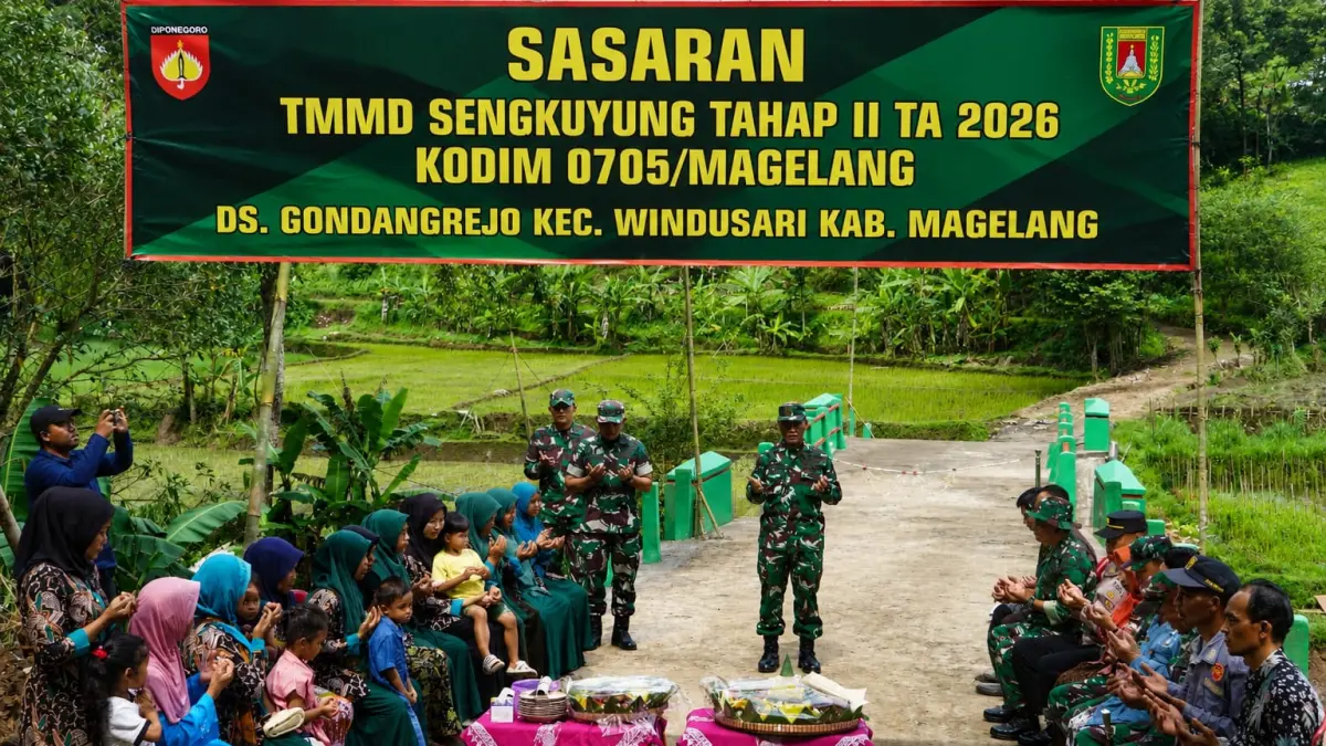 TMMD Sengkuyung Tahap II di Desa Gondangrejo, Windusari berhasil membangun jembatan antardesa dan antarkecamatan, Kamis (21/5/2026). (Istimewa).
