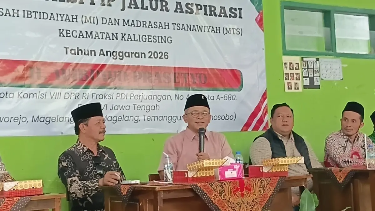 Kegiatan sosialisasi bantuan PIP jalur aspirasi Anggota Komisi VIII DPR RI Fraksi PDI Perjuangan Wibowo Prasetyo yang digelar di Kecamatan Kaligesing, Kabupaten Purworejo, Jumat (29/5/2026).