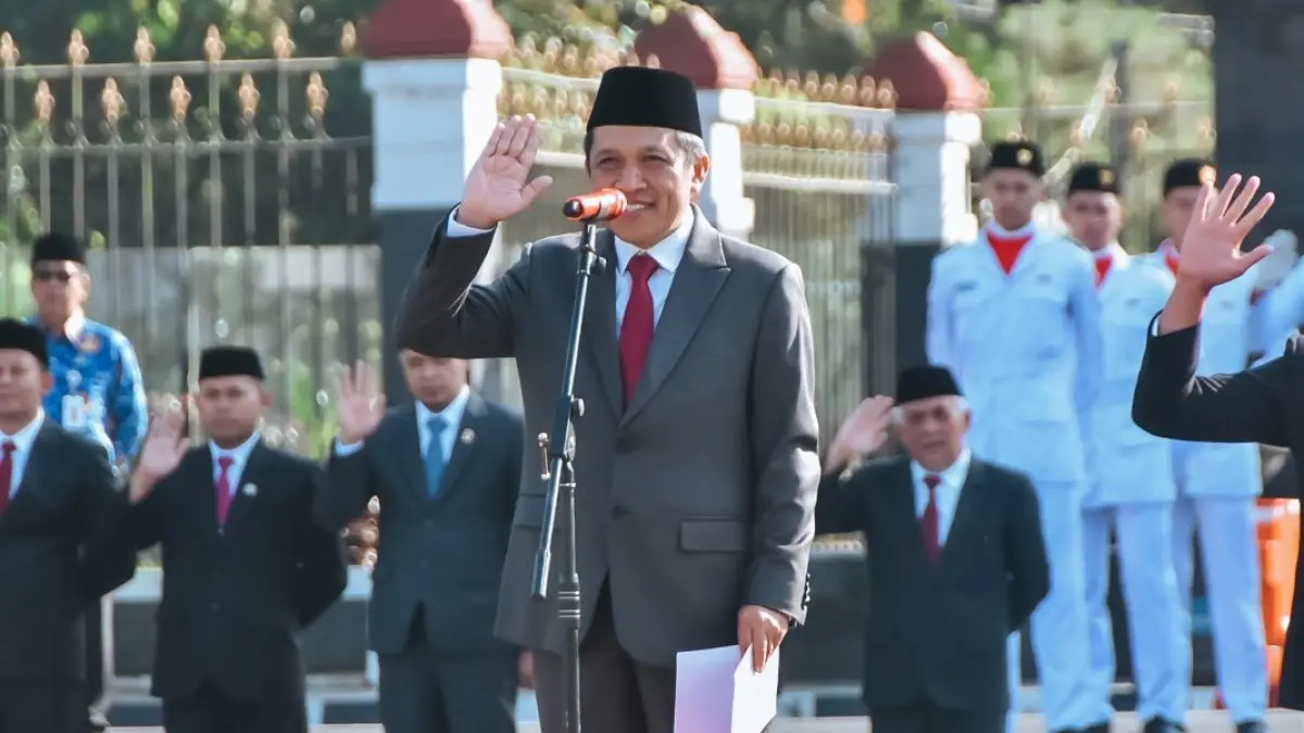 Bupati Wonosobo Afif Nurhidayat dalam upacara Hari Lahir Pancasila menggaungkan gerakan moral Jogo Integritas, Sesarengan Mboten Korupsi (Jongasi Korupsi), Senin (1/6/2026). (Humas Setda Wonosobo for Jawa Pos Radar Magelang).