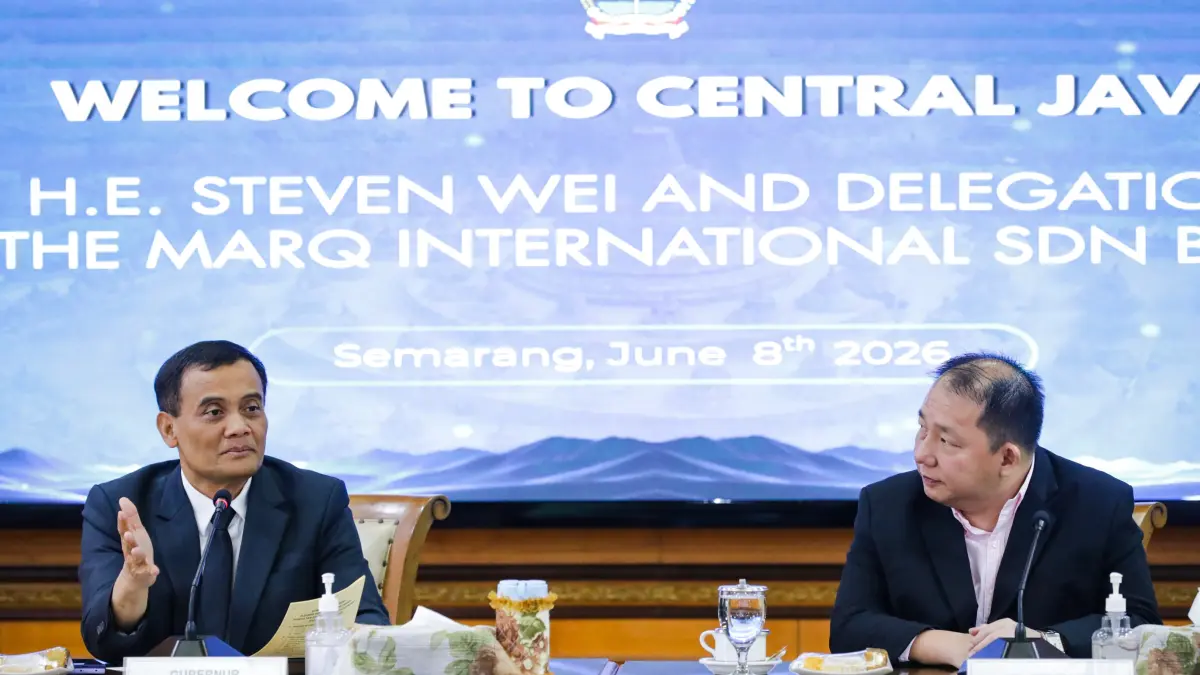 Gubernur Jawa Tengah Ahmad Luthfi menerima audiensi investor dari The Marq International SDN BHD asal Kuala Lumpur, Malaysia bersama tim teknis Jakarta Konsultan Grup di Kota Semarang, Senin (8/6/2026).