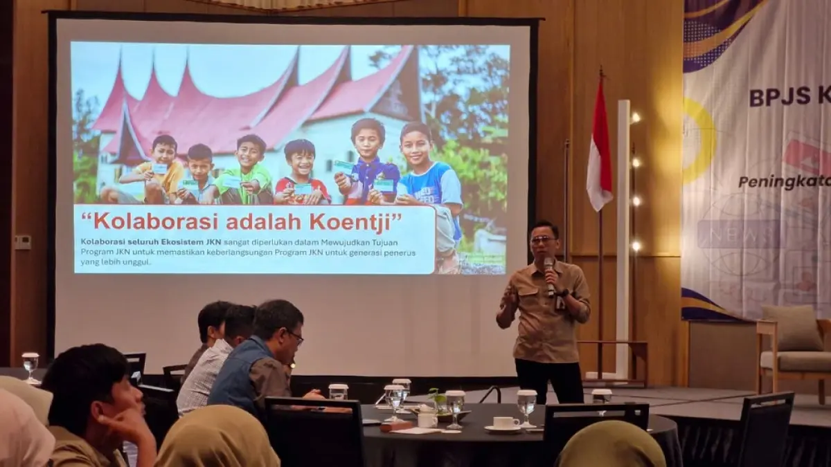 Deputi Direksi BPJS Kesehatan Wilayah VI Rahmad Asri Ritonga menyampaikan kinerja implementasi program JKN hingga Mei 2026 di Magelang, Rabu (10/6/2026). (PUPUT PUSPITASARI/JAWA POS RADAR MAGELANG)