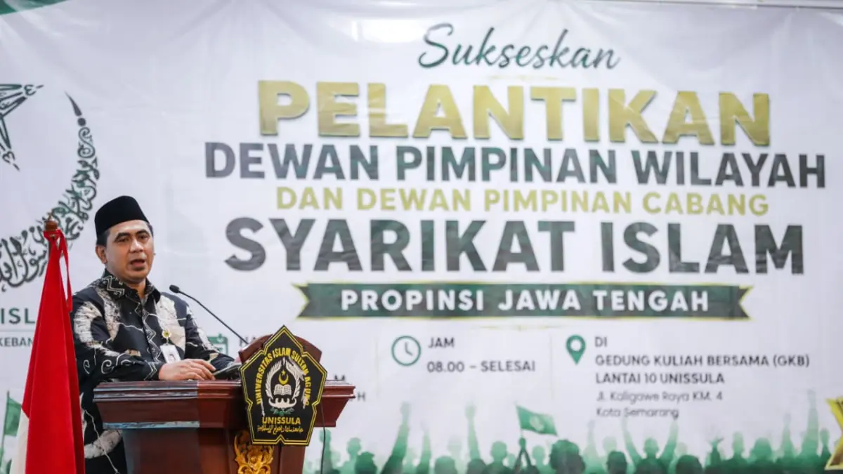 Wakil Gubernur Taj Yasin dalam pelantikan pengurus SI Jawa Tengah, di Universitas Islam Sultan Agung (Unissula) Semarang, Kamis (18/6/2026). (Istimewa) 