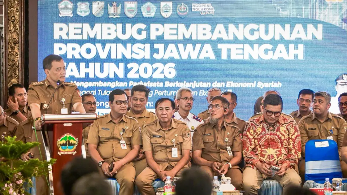 Rembug Pembangunan di Pendapa Ki Gede Sebayu, Kota Tegal, Senin (22/6/2026). Kegiatan dihadiri kepala daerah dari wilayah pengembangan Bregasmalang (Brebes, Kabupaten Tegal, Kota Tegal, dan Pemalang) serta Petanglong (Batang, Kabupaten Pekalongan, dan Kota Pekalongan). (Istimewa)