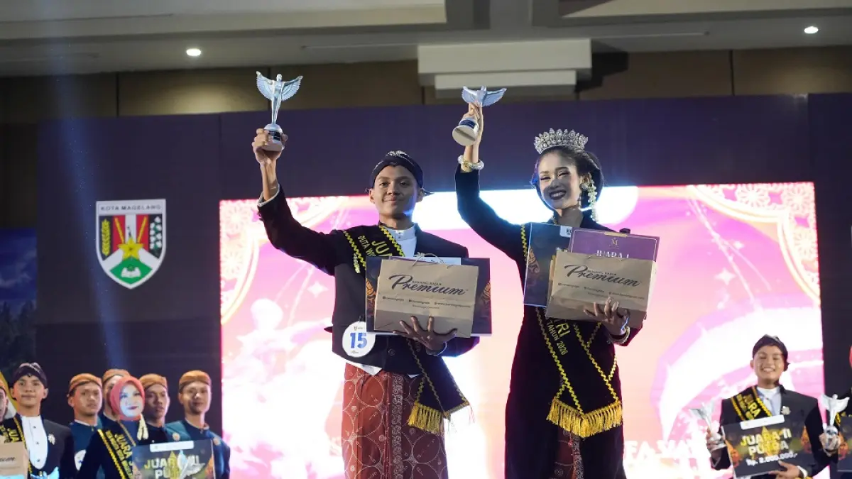 Rakha Farras Zahy Alfa Achieno dan Khalifa Valle Dewanty berhasil memenangkan ajang Duta Wisata Kota Magelang 2026.