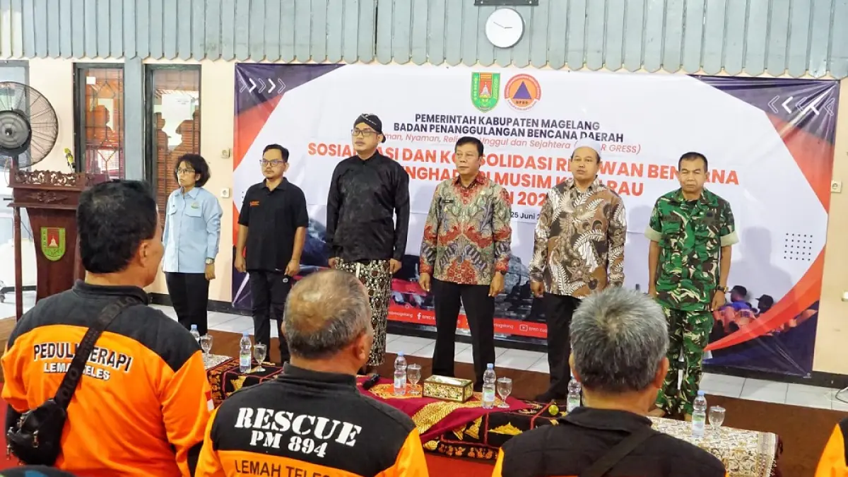 Wakil Bupati Magelang Sahid menjadi narasumber kegiatan sosialisasi dan pelatihan relawan kolaborasi pemerintah dan relawan dalam menghadapi kemarau.