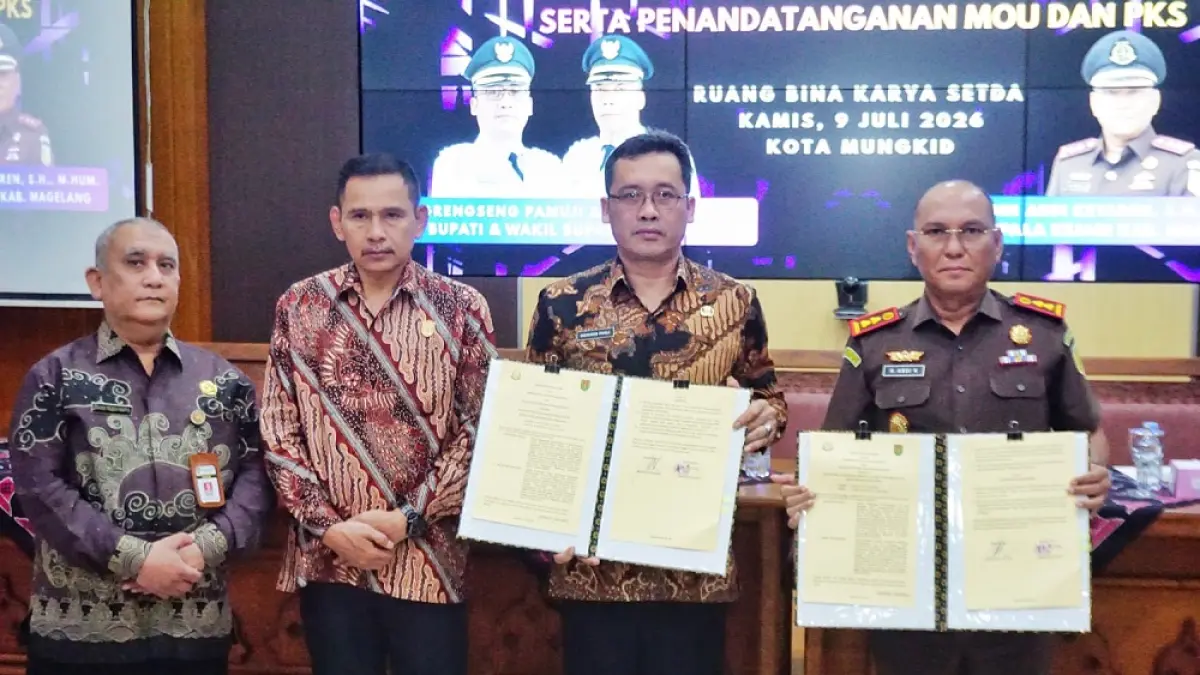 Bupati Magelang Grengseng Pamuji dan Kajari Kabupaten Magelang Robin Abdi Ketaren jalin kerja sama pengawasan pelaksanaan proyek strategis.

&nbsp;