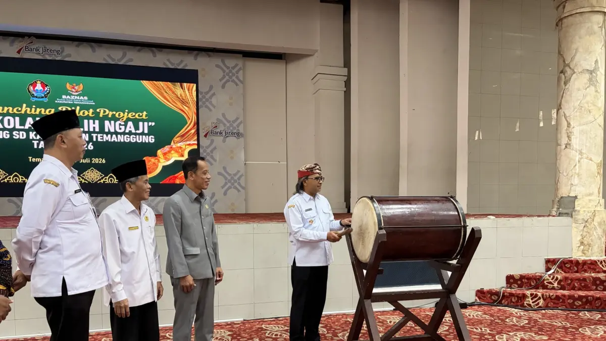 Launching pilot project program Sekolah Kalih Ngaji yang digagas bupati Temanggung dengan kolaborasi bareng Baznas, Rabu (29/7/2026). (Devi Khofifatur Rizqi/Jawa Pos Radar Magelang)