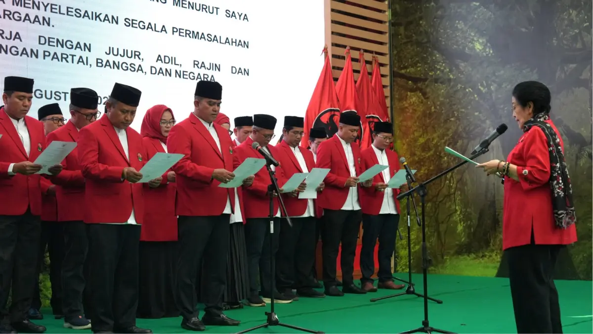 Ketua Umum PDI Perjuangan Megawati Soekarnoputri melantik jajaran pengurus baru DPP Baitul Muslimin Indonesia (Bamusi) periode 2026–2030.