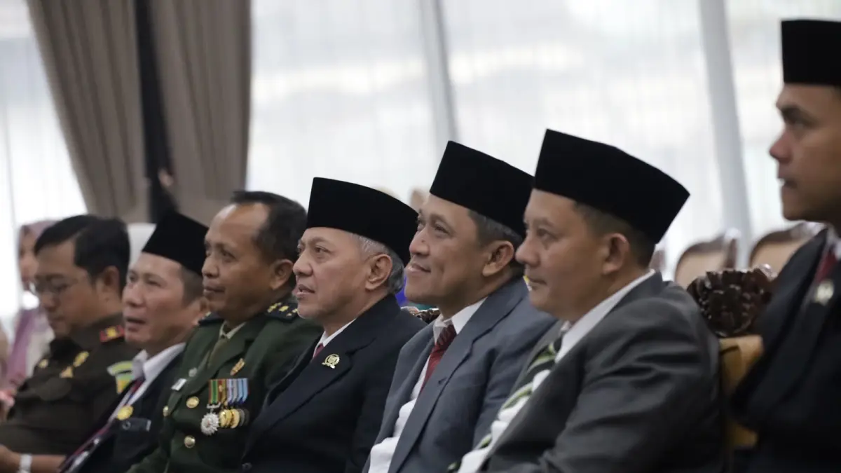 Jajaran Forkompimda Kabupaten Wonosobo dalam rapat paripurna istimewa, Jumat (14/8/2026) di ruang sidang DPRD Wonosobo. (Diskominfo Wonosobo for Jawa Pos Radar Magelang)