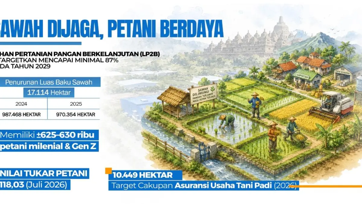Sebanyak 26 kabupaten/kota di Jateng telah memenuhi target perlindungan Lahan Pertanian Pangan Berkelanjutan (LP2B) sebesar 87 persen.&nbsp;(Istimewa)