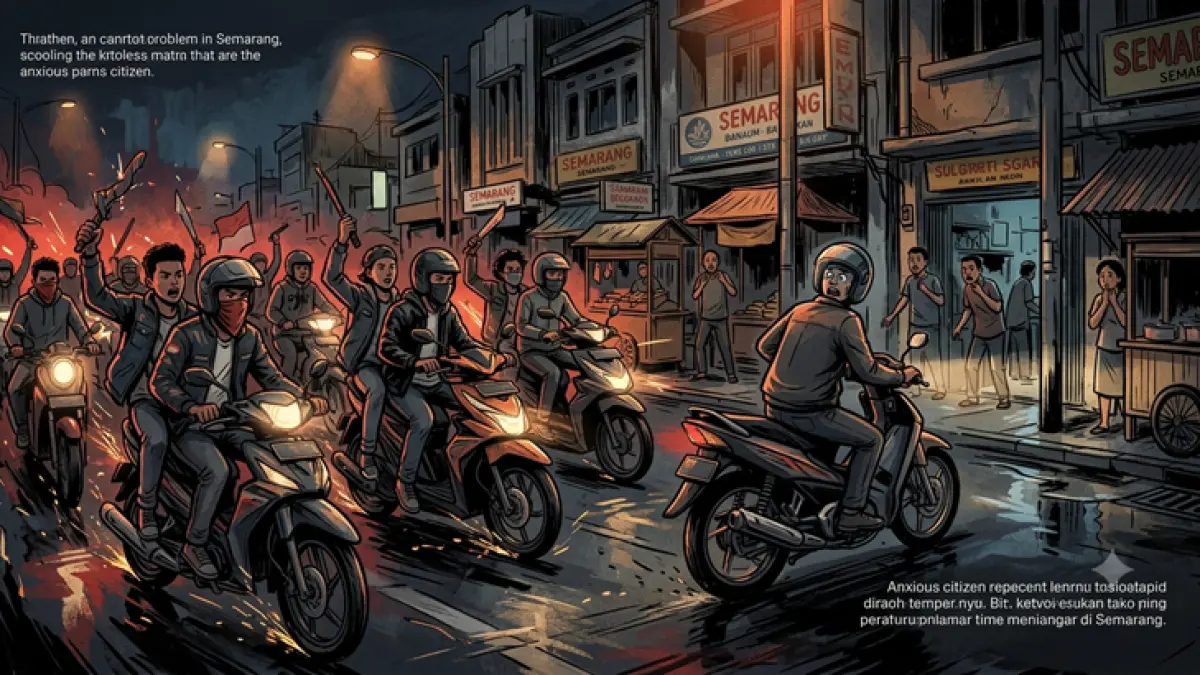 Ilustrasi fenomena kreak yang menganggu ketertiban masyarakat. (ilustrasi AI)