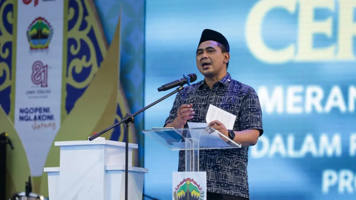 Wakil Gubernur Jawa Tengah Taj Yasin dalam penutupan pameran program dan UMKM di halaman kantor Gubernur Jateng,  Sabtu (22/8/2026). 