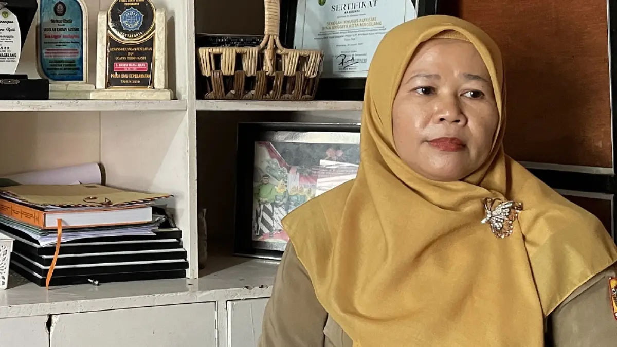 Kepala Sekolah Khusus&nbsp; Autisme Bina Anggita Kota Magelang Puji Astuti. (MARDIANA PUTRI KURNIAWAN/JAWA POS RADAR MAGELANG)
