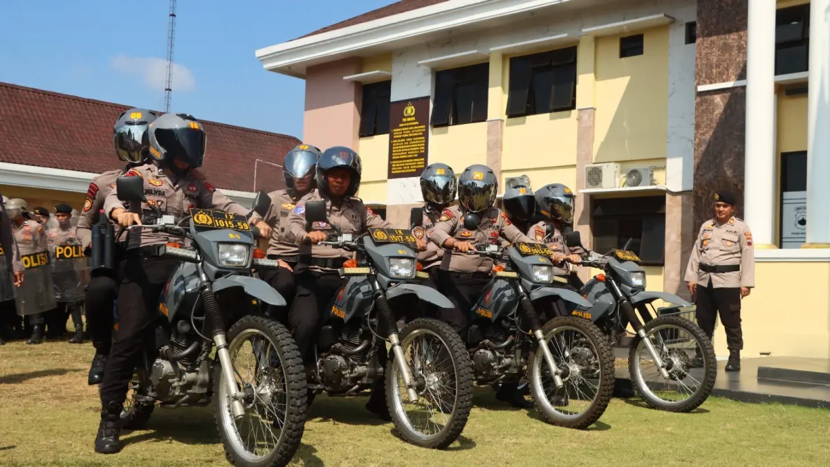 Apel dan latihan anggota Polres Wonosobo dalam menghadapi pilkades serentak pada November 2026,di halaman mapolres setempat, Rabu (26/8/2026). (Istimewa)