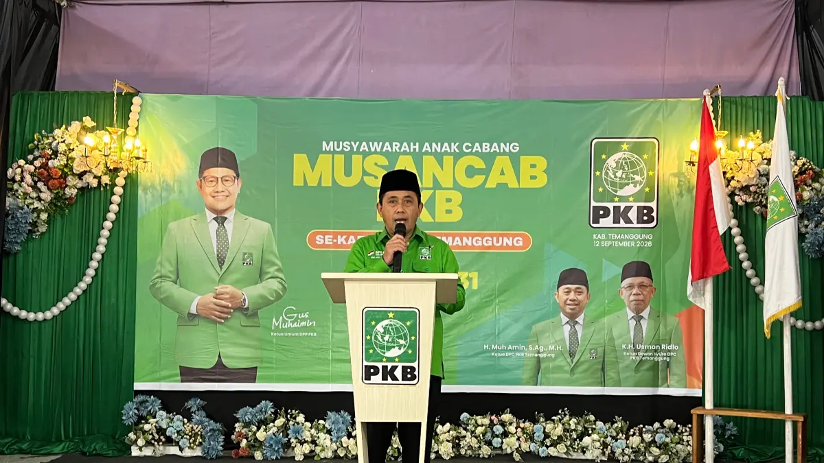 Ketua DPC PKB Kabupaten Temanggung Muh Amin dalam Musancab PKB di Kabupaten Temanggung, kemarin, (12/9/2026). (Istimewa)