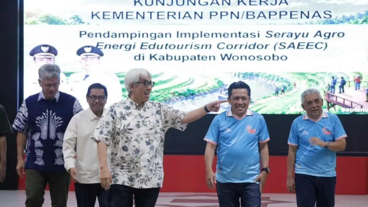 Kunjungan kerja PAU Kementerian PPN/Bappenas dalam rangka pembahasan SAEEC dan inisiasi pengembangan PSN Serayu, kemarin (11/9/2026) di Ruang Mangunkusuma Wonosobo. (Diskominfo Wonosobo for Jawa Pos Radar Magelang)