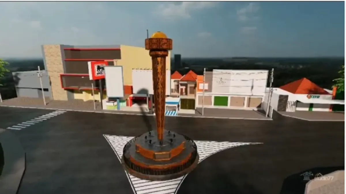 Desain monumen Paku Bumi setinggi 15 meter yang menyerupai paku dari bahan tembaga dengan ornamen ukiran Jawa dan pahatannya seperti yang ada di keris Nogososro.