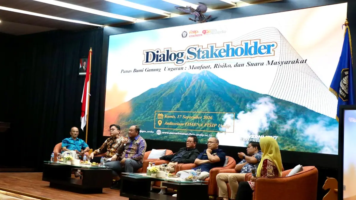 Diskusi dan Dialog yang digelar di Kampus FISIP Universitas Diponegoro Semarang, pada Kamis (17/9/2026) mengenai rencana proyek PLTP di Ungaran. ( Istimewa)