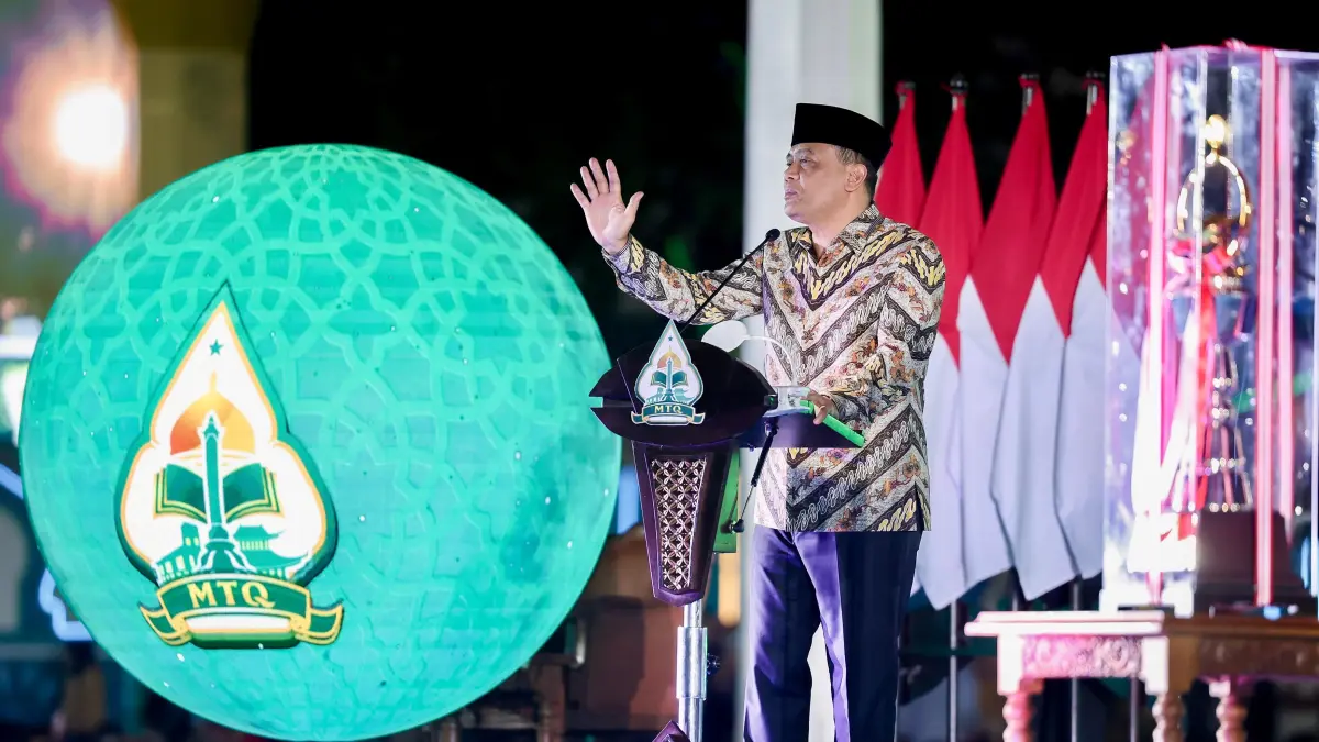 Gubernur Jawa Tengah, Ahmad Luthfi, dalam penutupan MTQ Nasional XXXI, Sabtu malam di lapangan Simpang Lima.