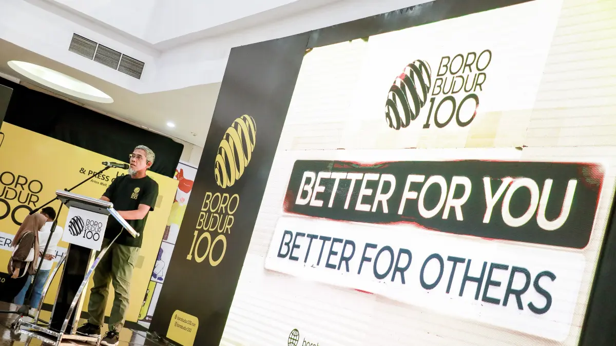 Sekda Provinsi Jawa Tengah Sumarno saat &nbsp;launching Borobudur 100 di Atrium Mall Artos Magelang, Sabtu (26/9/2026). (Istimewa)