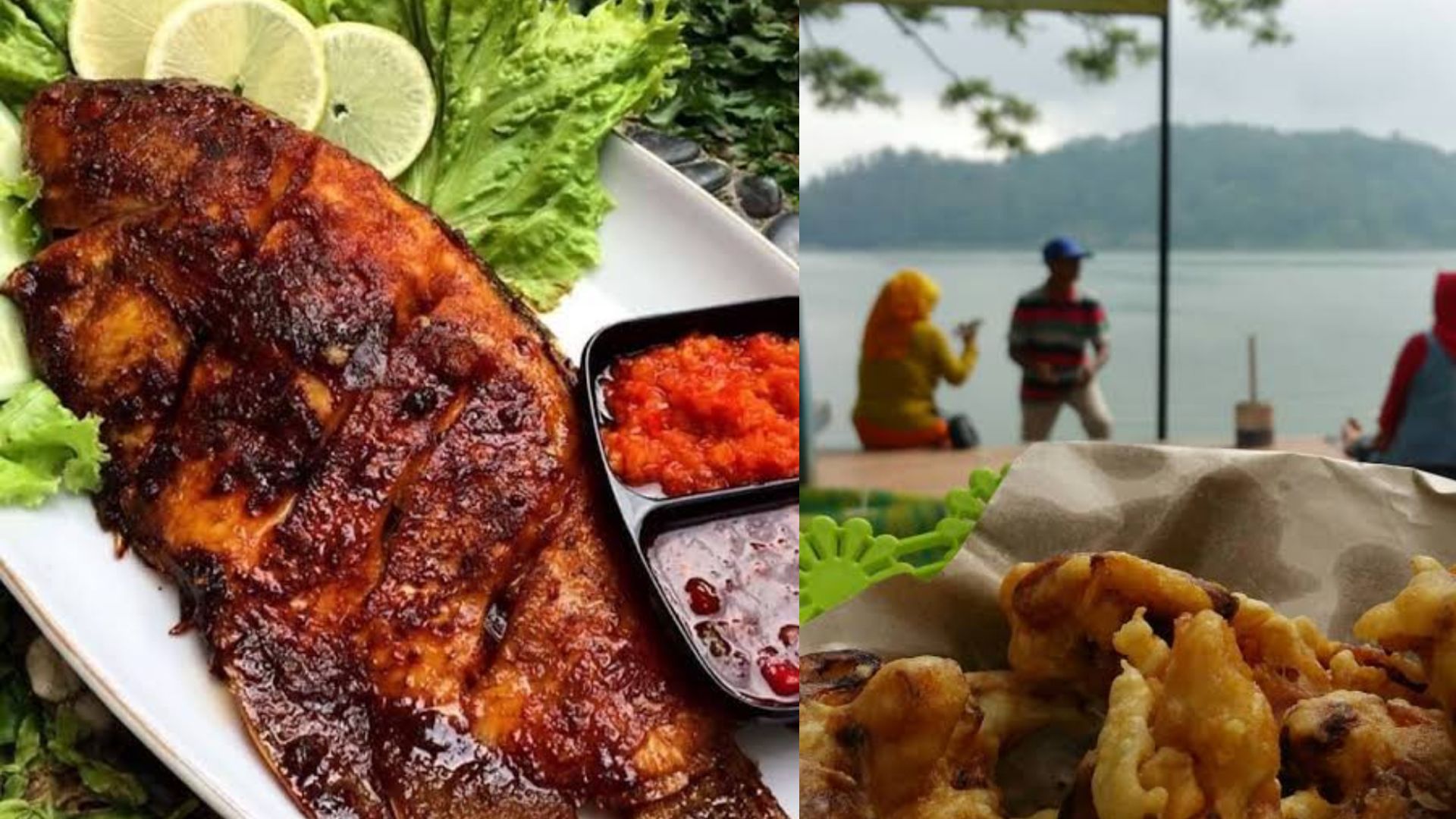 LEZAT: Nila dan gurami bakar khas Telaga Ngebel layak menjadi menjadi menu wajib bagi pengunjung, hidangan penutupnya nangka goreng. (ISTIMEWA)