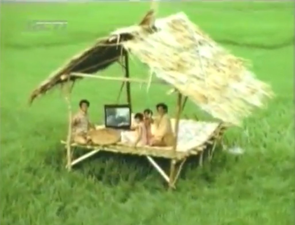Iklan RCTI di gubuk sawah