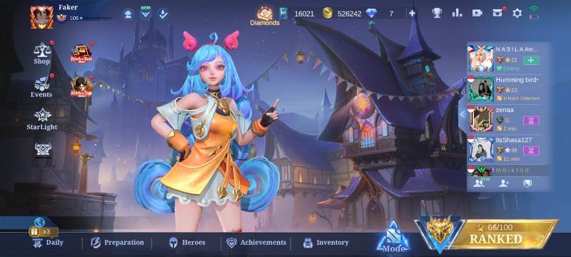 Tips meningkatkan rank Mobile Legends. (CAPTURE LOBBY APLIKASI MOBILE LEGENDS BANG BANG)