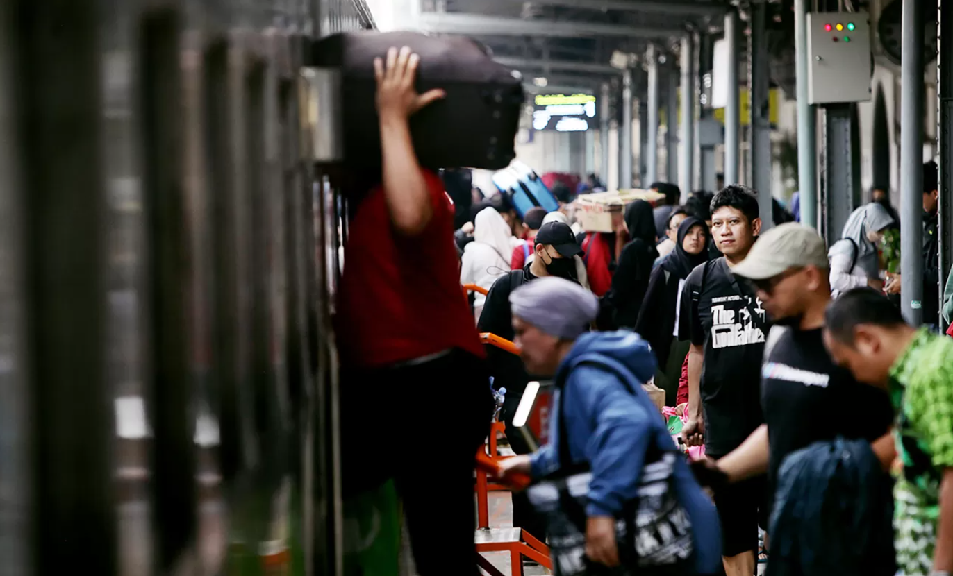 Ilustrasi mudik menggunakan kereta api (JAWAPOS.COM)