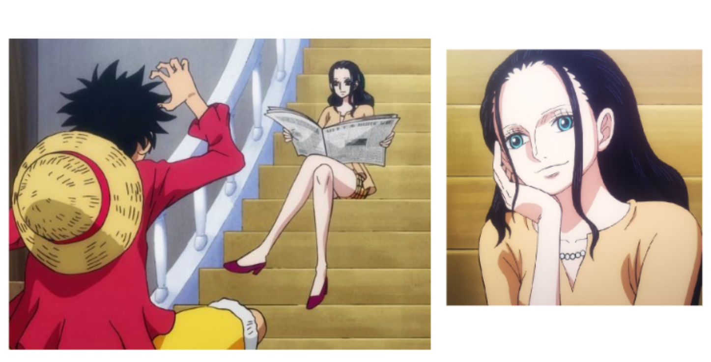 Nico Robin dan Luffy bercengkerama di Thousand Sunny. (PINTEREST)