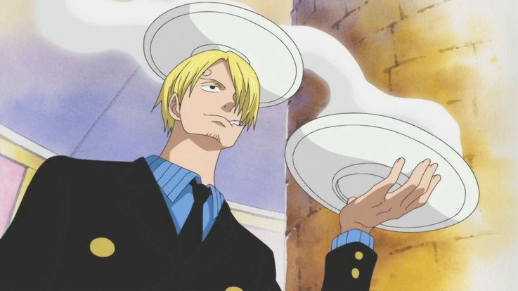Sanji bringing food to One Piece