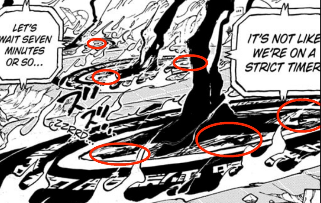 Perbedaan angka pada lingkaran pentagram kemunculan Gorosei di Pulau Egghead. (The Library of Ohara)