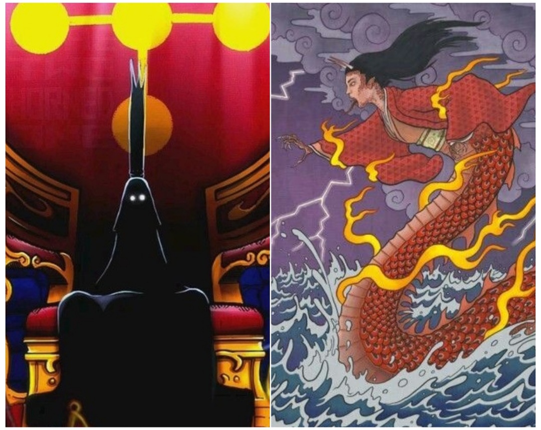 Ilustrasi Imu dan wujud yokai Nure Onna.