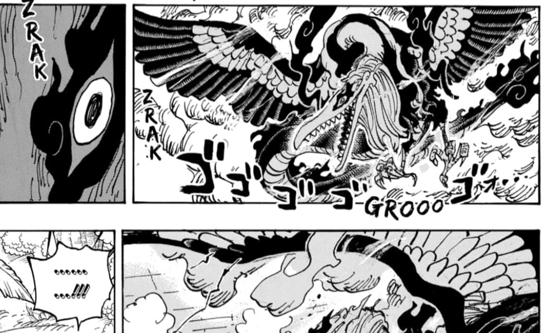 Gorosei Mars dalam wujud yokai Itsumade berusaha menghancurkan ruang penyiaran pesan Vegapunk. (Shueisha)