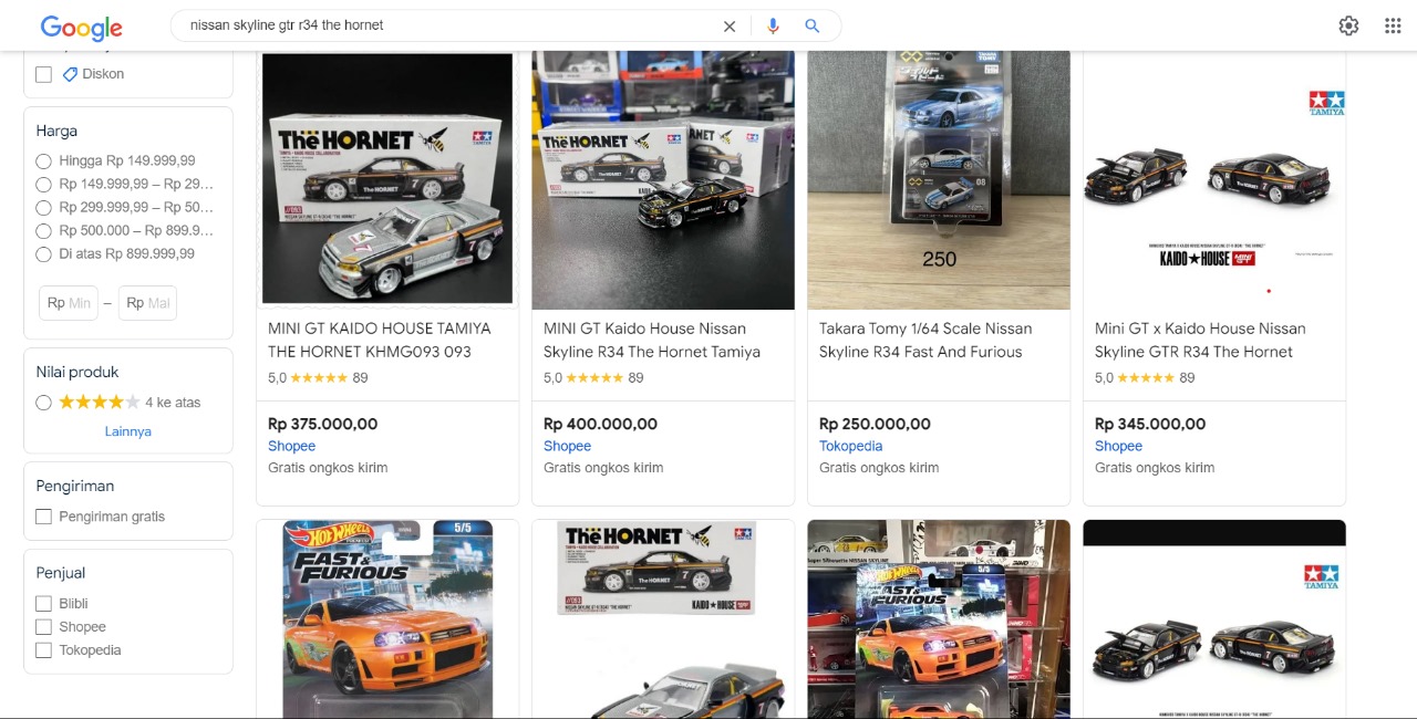 Harga Hot Wheels Nissan Skyline GTR R34 naik berlipat-lipat. (CAPTURE)