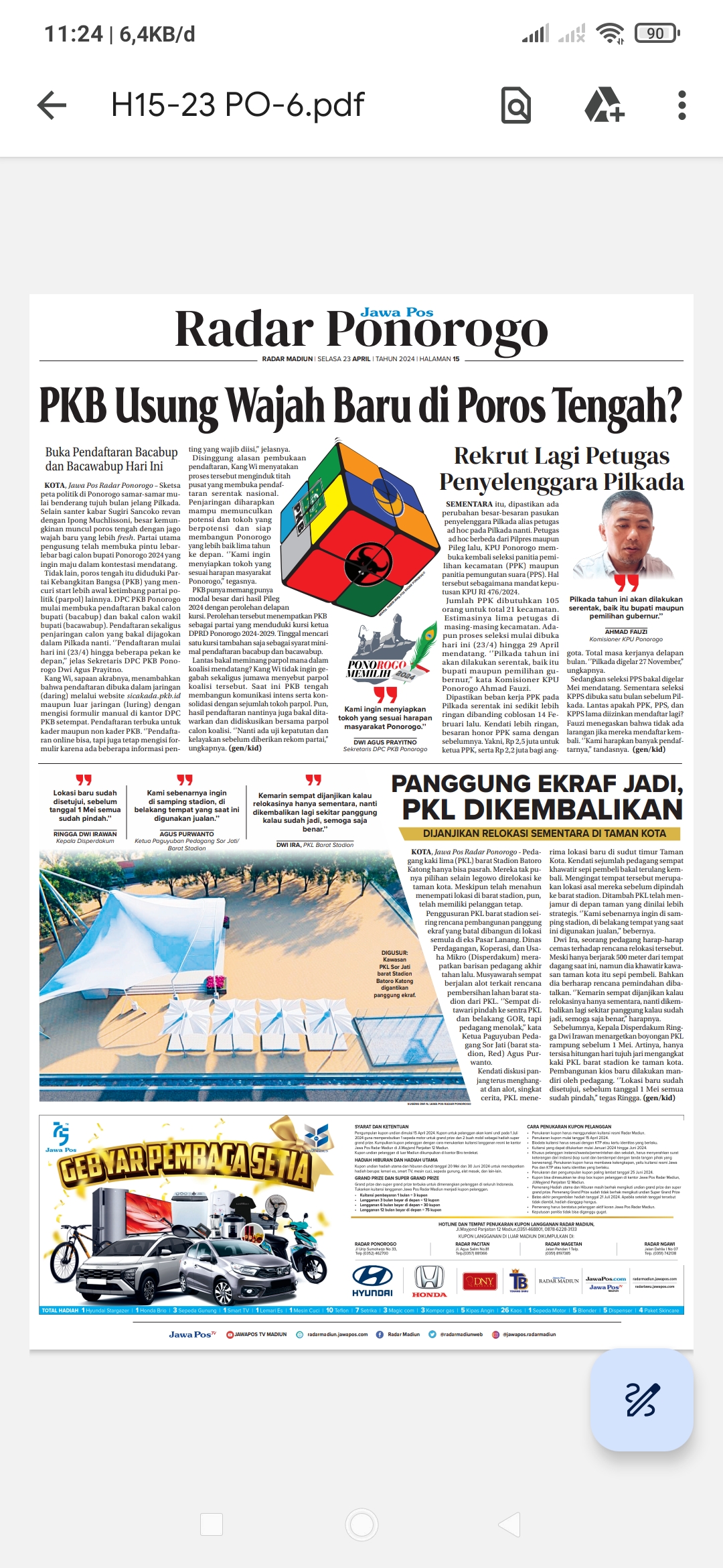 DPC PKB Ponorogo membuka pendaftaran calon bupati Ponorogo 2024 dalam Pilkada mendatang. (HABIB/JAWA POS RADAR PONOROGO)