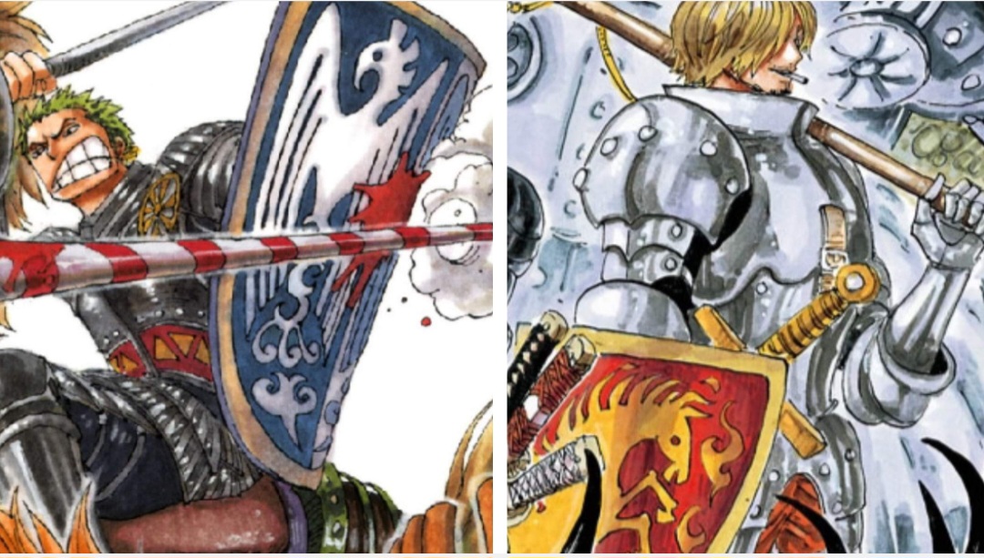 Spekulasi Zoro melawan Gorosei Mars mengacu klu color spread One Piece yakni simbol di perisai.