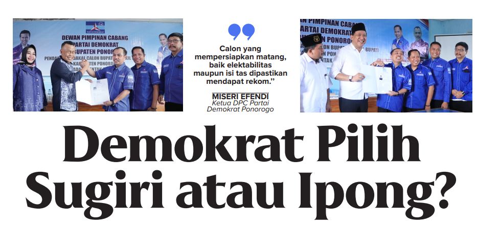 Sugiri Sancoko dan Ipong Muchlissoni saat mendaftar bacabup ke Partai Demokrat, serta Lisdyarita sebagai bacawabup. (FOTO-FOTO: SUGENG DWI N./JAWA POS RADAR PONOROGO)