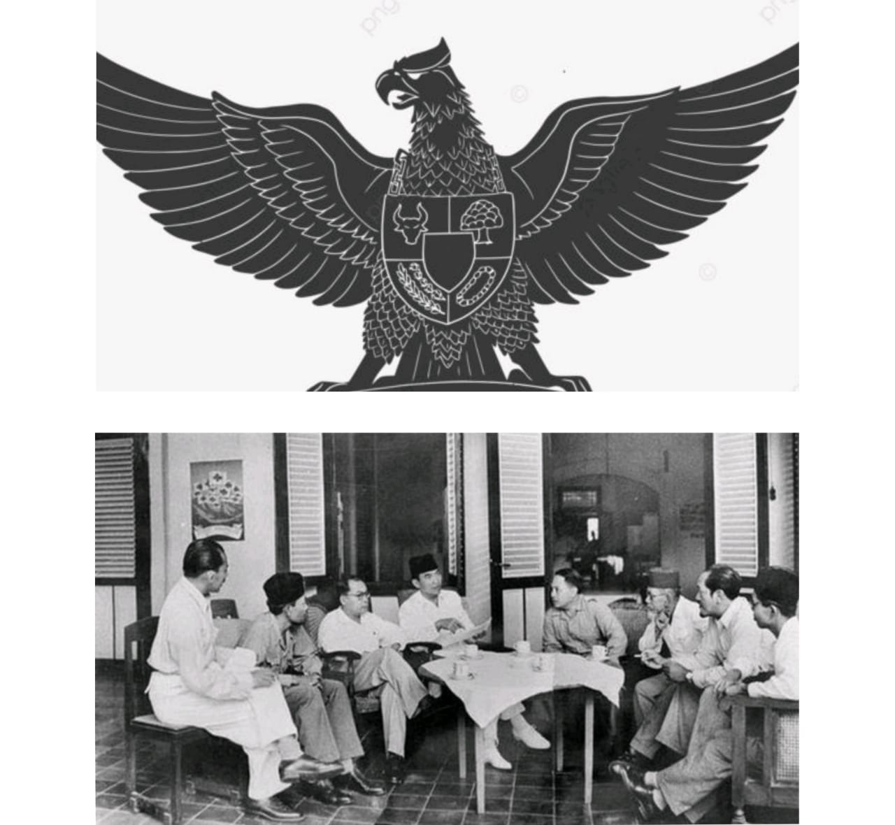 Panitia Sembilan bentukan BPUPKI merumuskan dasar negara Indonesia yang dikenal hingga saat ini, Pancasila. (PINTEREST)