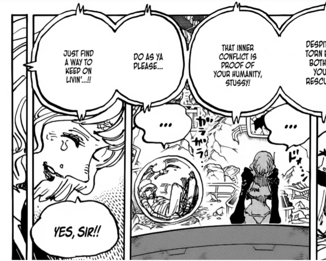 Stussy ciptaan Stella meneteskan air mata di cerita One Piece 1116.