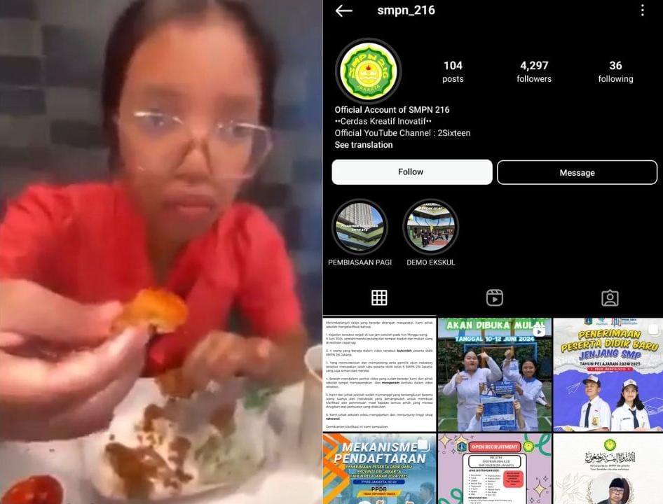 SMPN 216 Jakarta klarifikasi video viral remaja hina palestina. (X @dhemit_is_back dan Instagram @smpn_216)