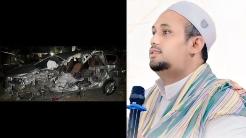 Habib Jafar Shodiq Wafat dalam Kecelakaan Maut di Tol Solo-Ngawi, Begini Kronologinya. (KOLASE ISTIMEWA)