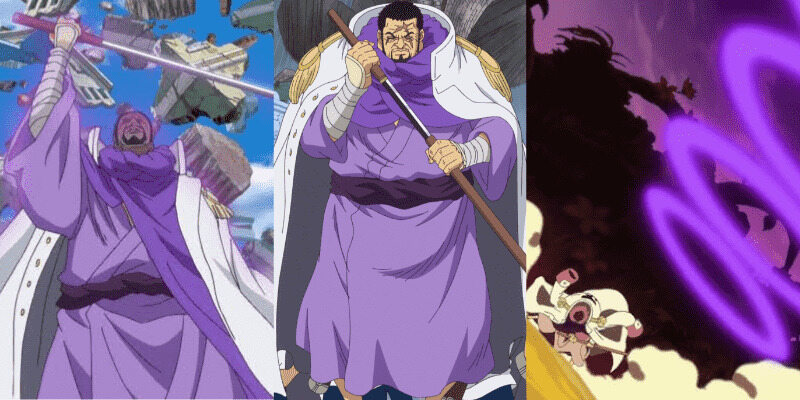 Pedang Fujitora bernama Yakuza Kasen dan termasuk Saijo O Wazamono.