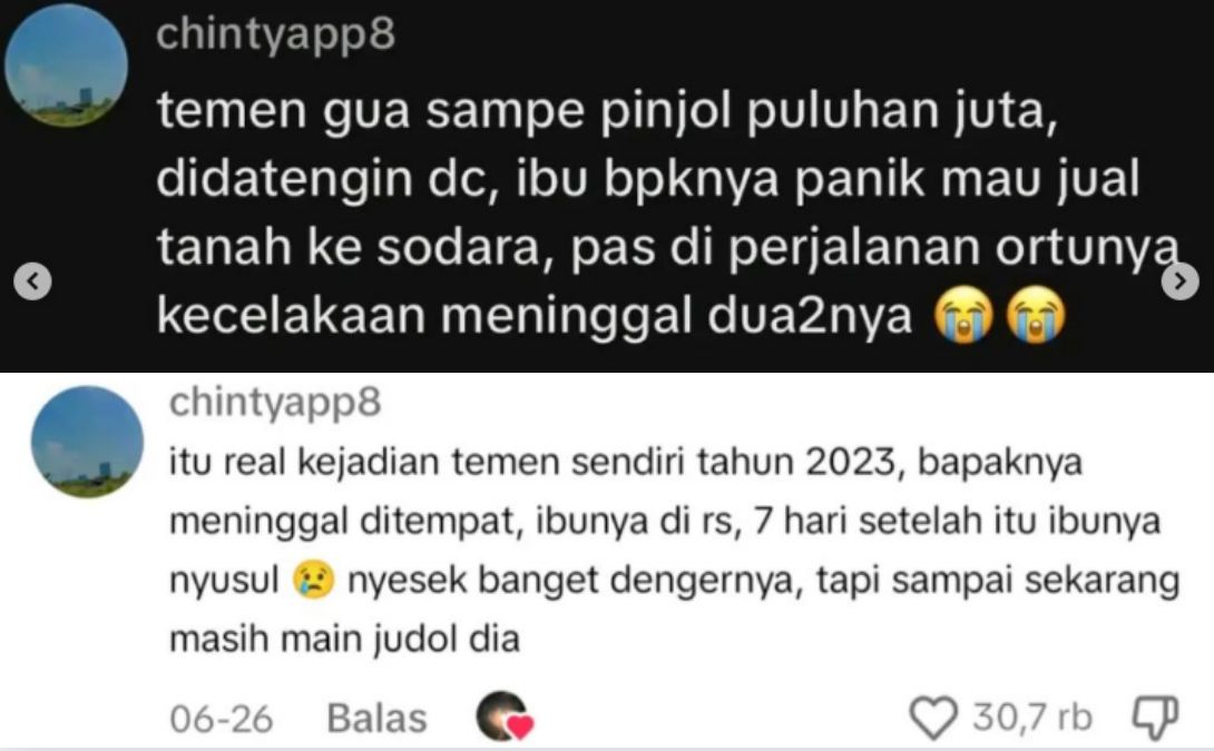 Cerita teman yang terjerat pinjol hingga orang tua meninggal dan sampai sekarang masih bermain judol. (Tk @chintyapp8)