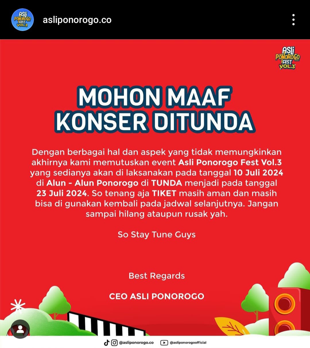 Screnshoot Reels Instagtagram @asliponorogo.co